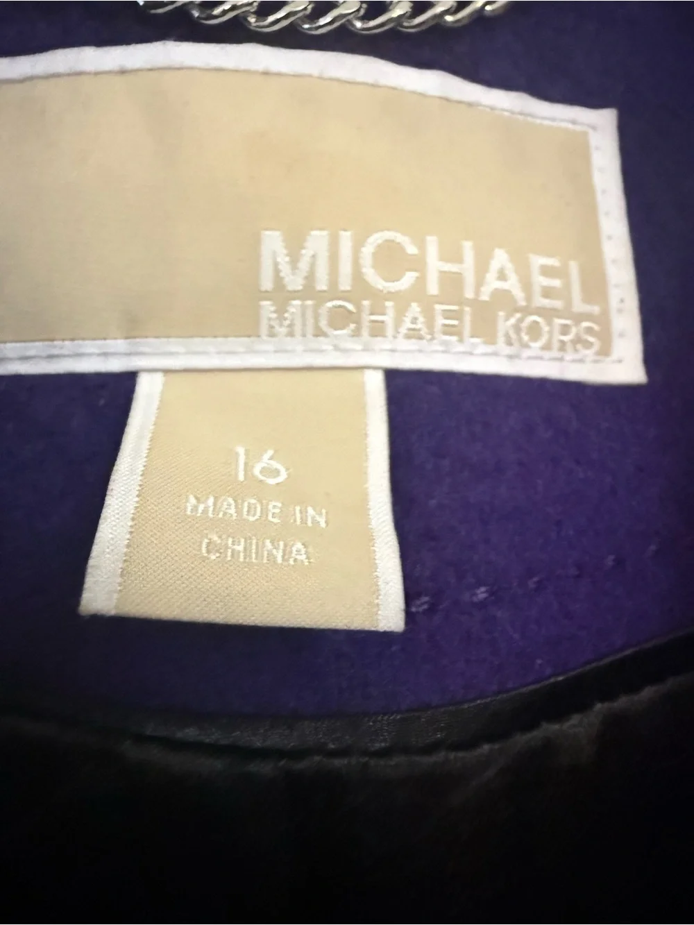 Michael Kors Double-Breasted Purple Coat with Gold Buttons